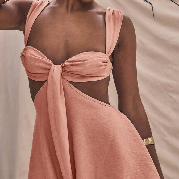 Pink Elegant Women's Cut Out Flowy Underwire Detail Thick Straps romper - Picture 3 of 5